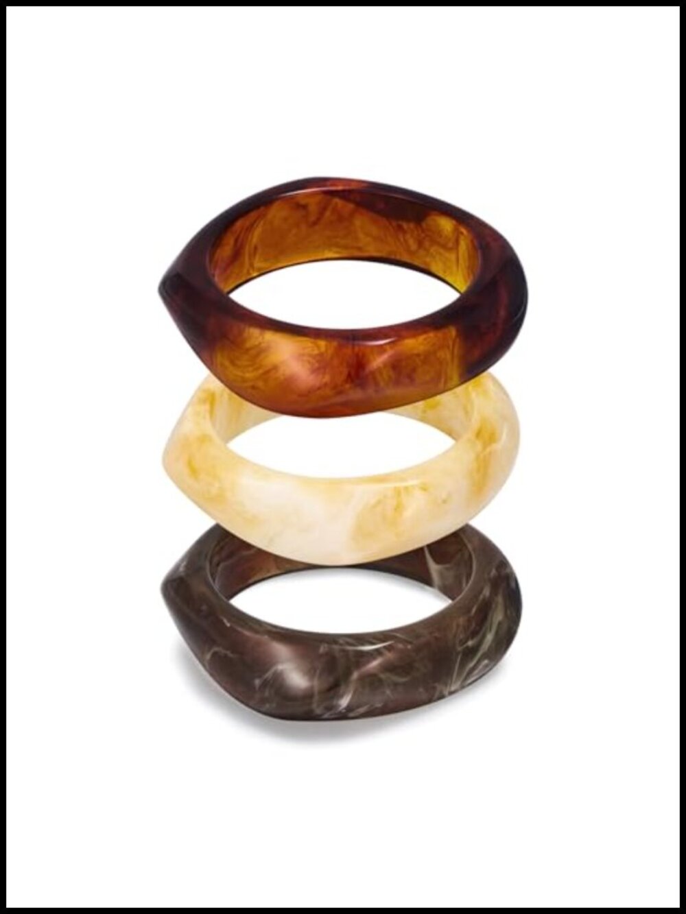 Chunky Square Resin Bangle Bracelet Set for Women Tortoise